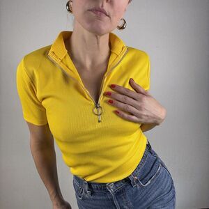 Lot of Vintage Mock Neck Half-Zip Short Sleeve Shirts | 70s Ring-Pull Tops